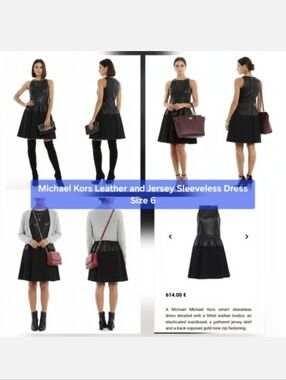 Michael Kors Leather and Jersey Sleeveless Dress Size 6